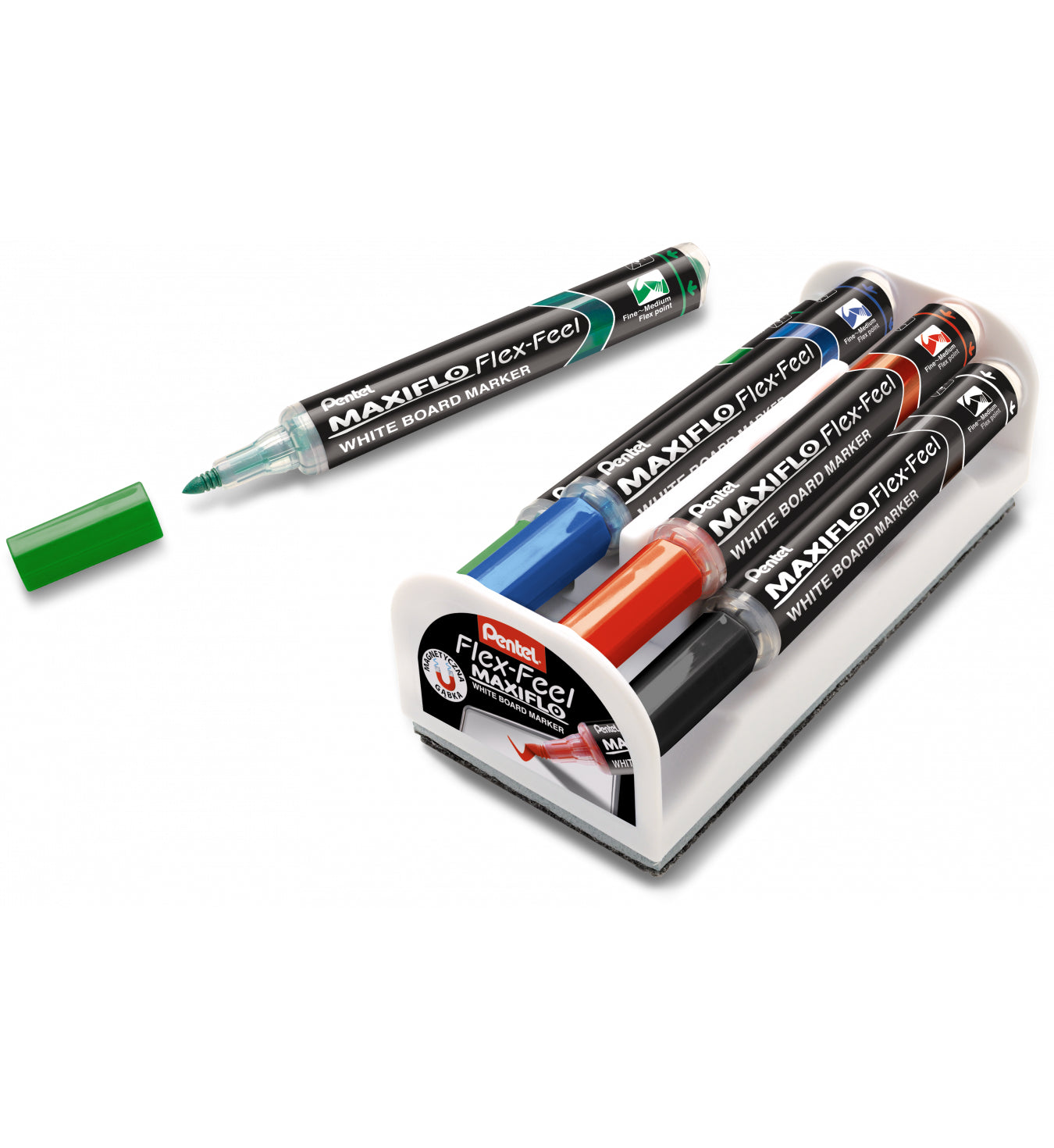 Pentel Whiteboard-Marker – Pinselspitze 4,6 mm, grün, 12 Stk., trocken abwischbar – für Whiteboards