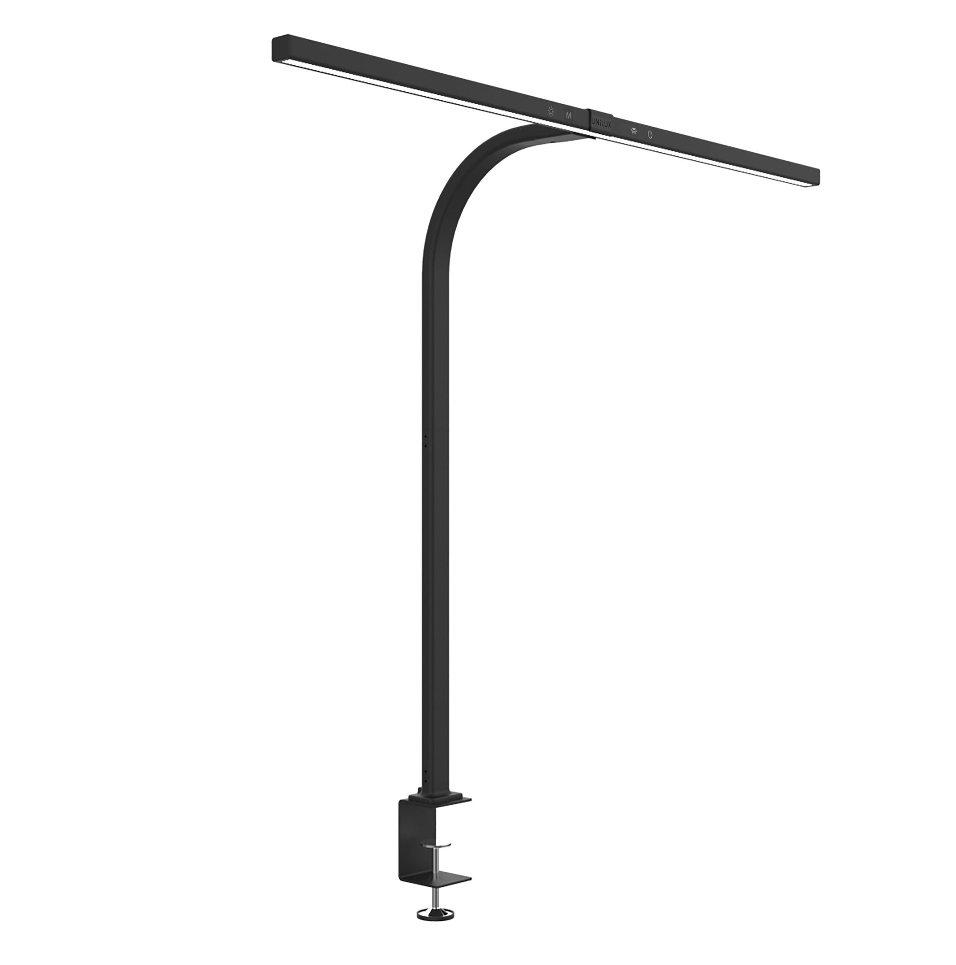 Unilux Tischleuchte LED STRATA – Klemmfuss, weiss einstellbar 3000/4000/5000/6500 K – 2’046 lm 19 W – schwarz