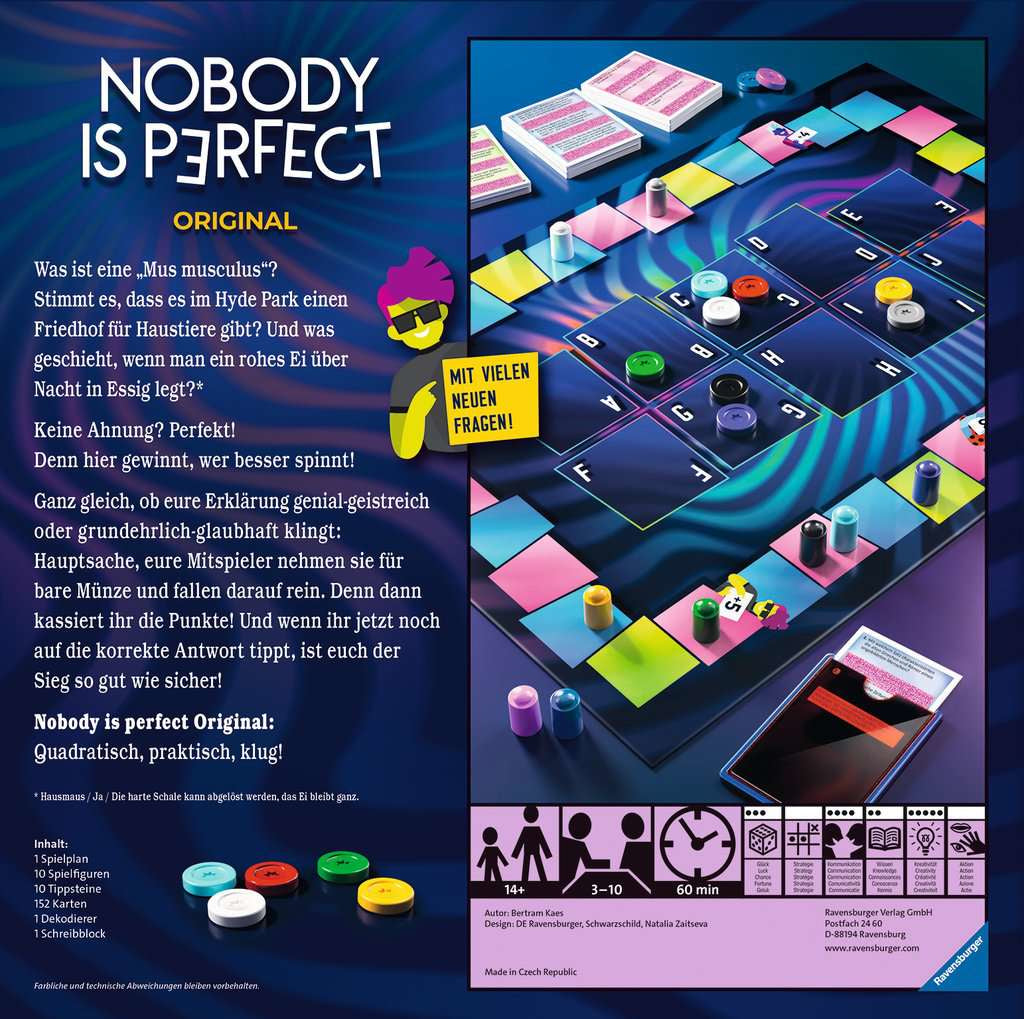Ravensburger Nobody is perfect Original – Brettspiel, 3–10 Spieler, ab 14 Jahren, 60 Min., DE