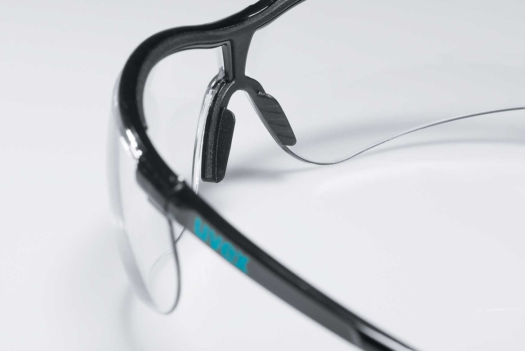 Uvex Schutzbrille – klar, UV-Schutz, schwarz, blau