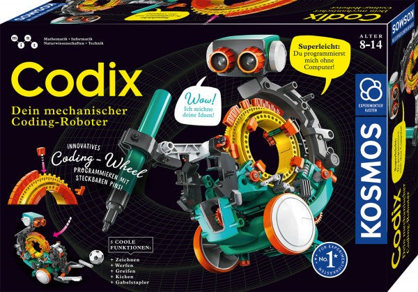 Kosmos Experimentier-Bausatz – Codix: Dein mechanischer Coding-Roboter, batteriebetrieben, 2 × AAA, ab 8 Jahre