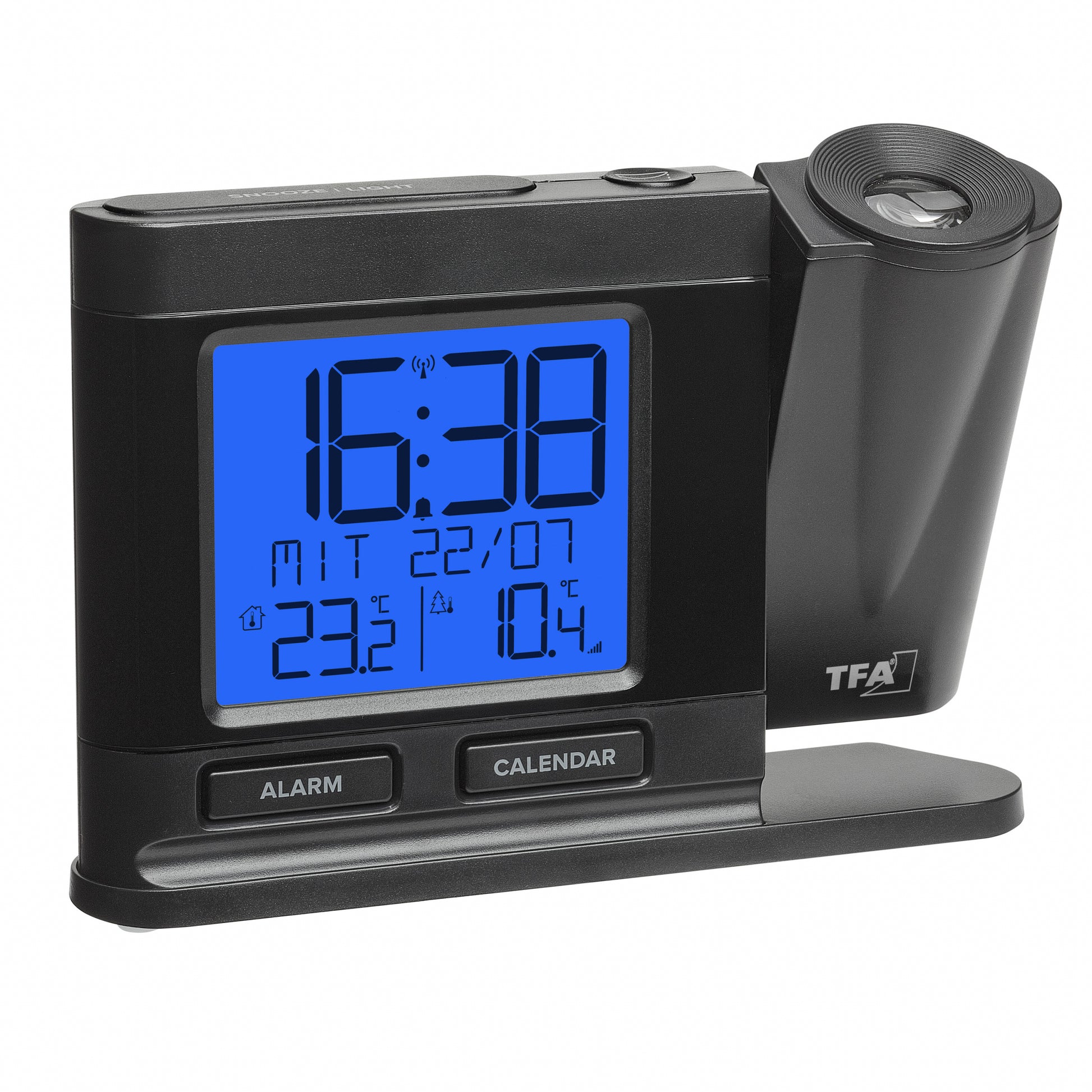 TFA-Dostmann TFA Dostmann 60.5018 Projektionswecker – Funk, Thermometer, 14,9 × 10,4 × 3,8 cm, Schwarz