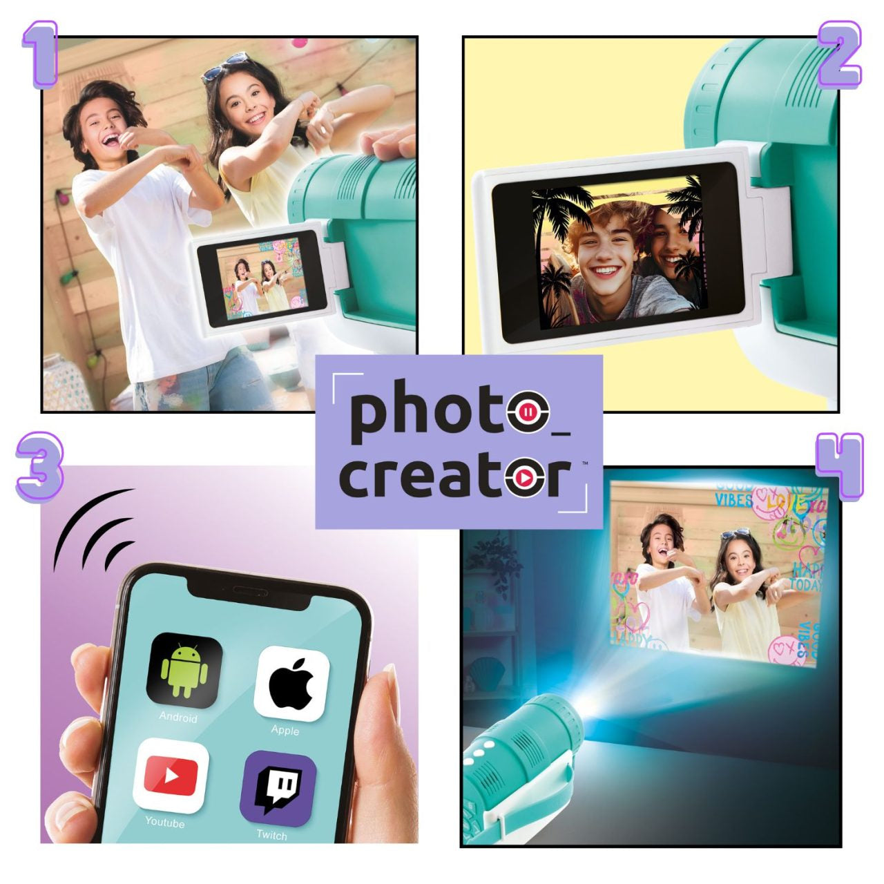 Canal Toys Spielzeug-Kamera Camera Projector – 16 GB, 1 Batterie – 1 Stück – ab 8 J. – türkis/weiss