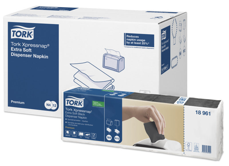 Tork Spender-Servietten Schwarz – 16,5 × 21,3 cm, 2-lagig, für N4 – 8000 Stück