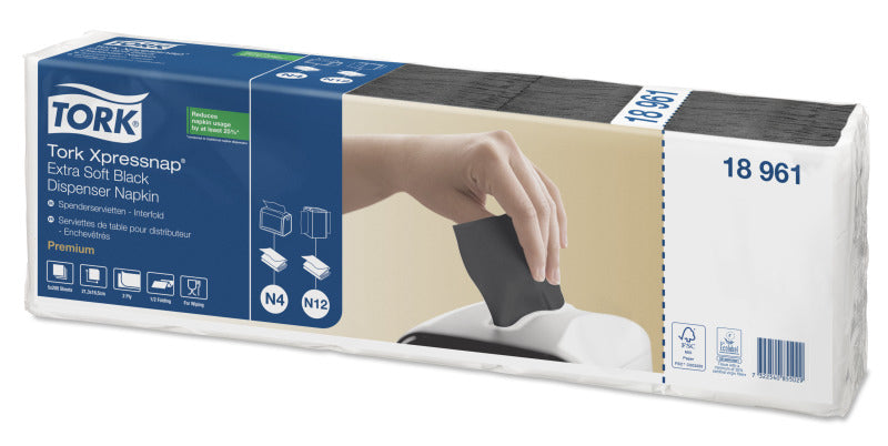 Tork Spender-Servietten Schwarz – 16,5 × 21,3 cm, 2-lagig, für N4 – 8000 Stück