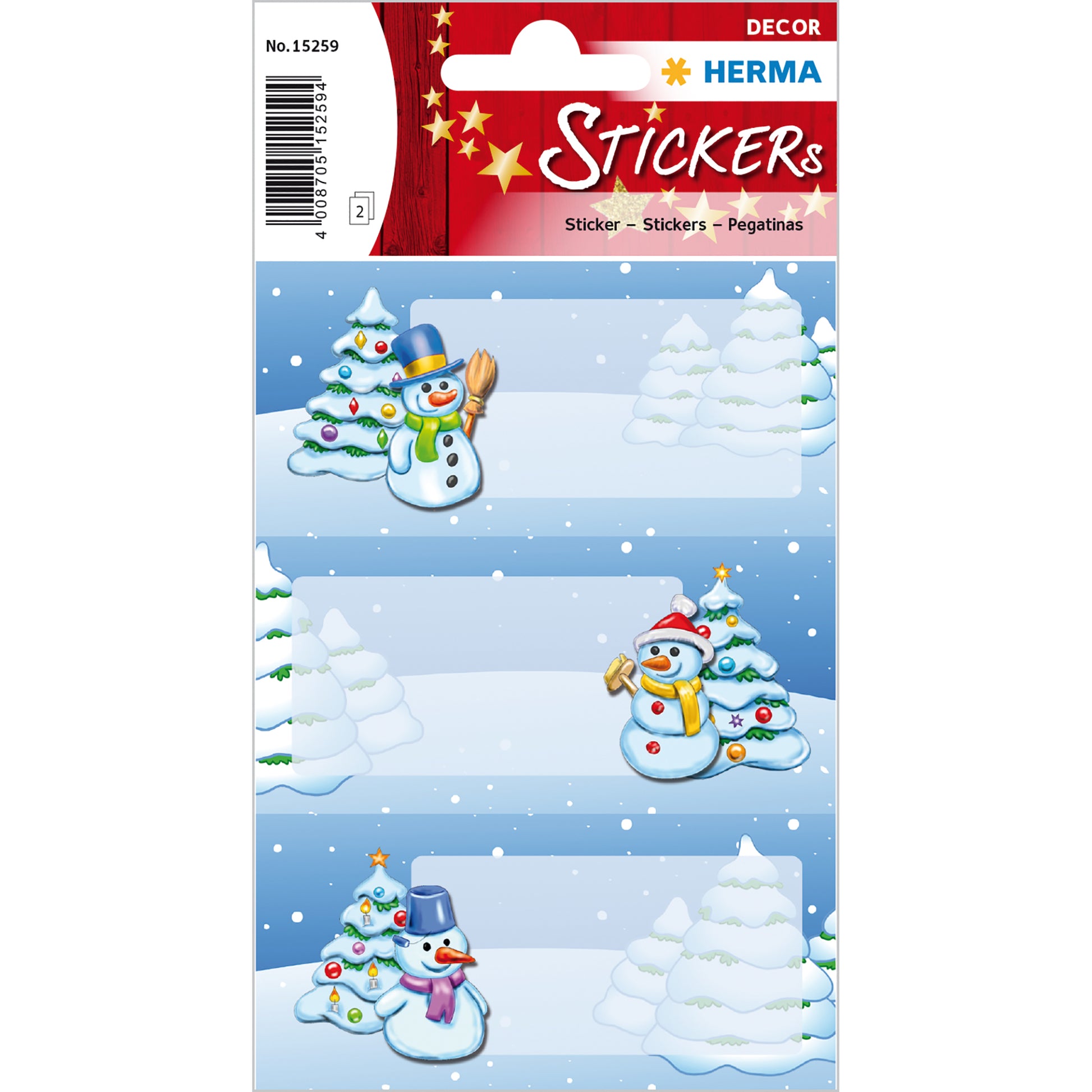HERMA Schmucketiketten – Winterlandschaft – 6 Stück – permanent – mehrfarbig