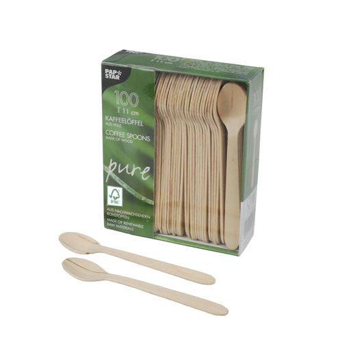 Papstar Holz-Kaffeelöffel, 11 cm – FSC – 100 Stk.