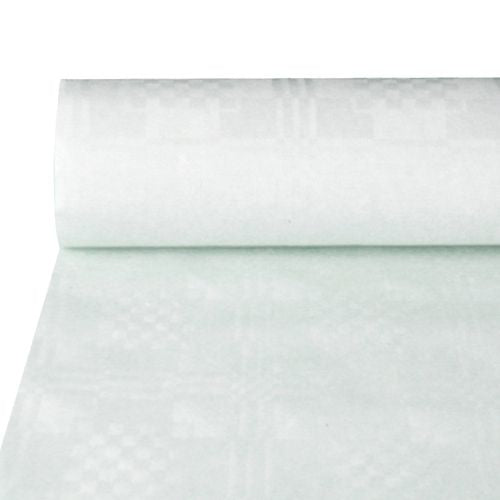 Papstar Tischdecke auf Rolle – 120 cm×50 m, Papier, Weiss, Damast