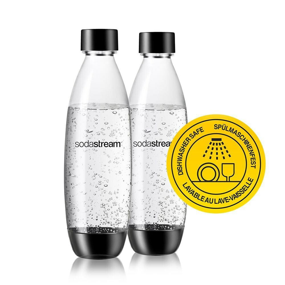 SodaStream Karbonisiererflasche Fuse – 1 l, 2 Stk., Schwarz/Transparent