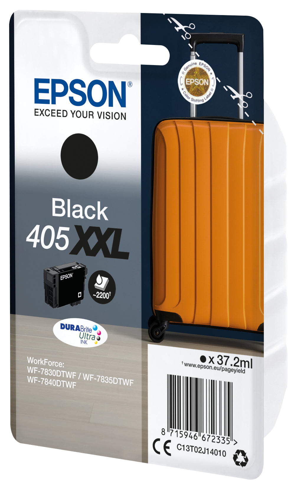Epson Tintenpatrone 405XXL, Schwarz, XXL, 2'200 Seiten – für Tintenstrahldrucker/Multifunktionsgeräte