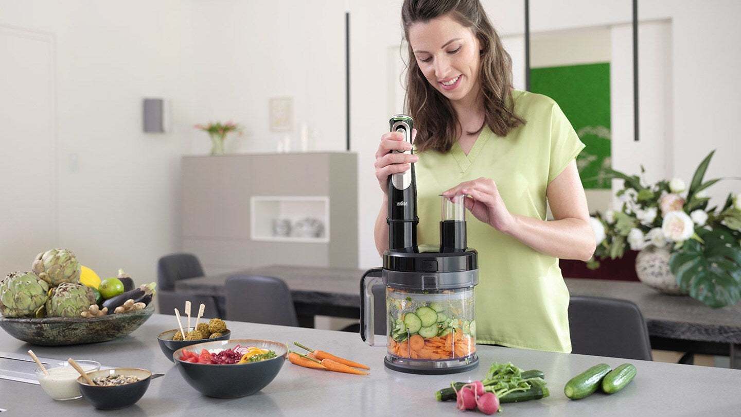 Braun MultiQuick MQ9187XLI Pürierstab – 0,6 l, 1200 W, Pulsfunktion & Eis-Crusher – Schwarz/Edelstahl