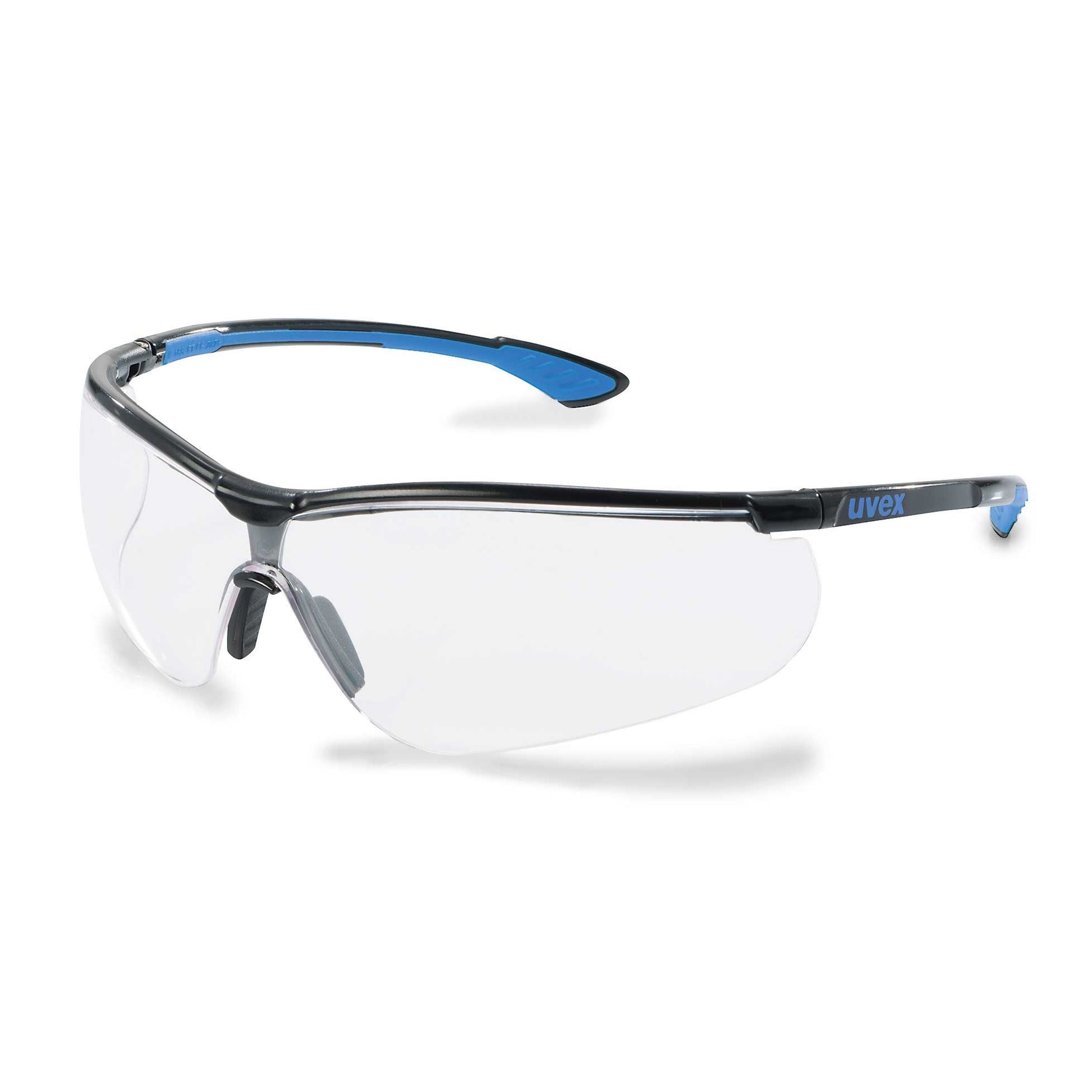 Uvex Schutzbrille – klar, UV-Schutz, schwarz, blau
