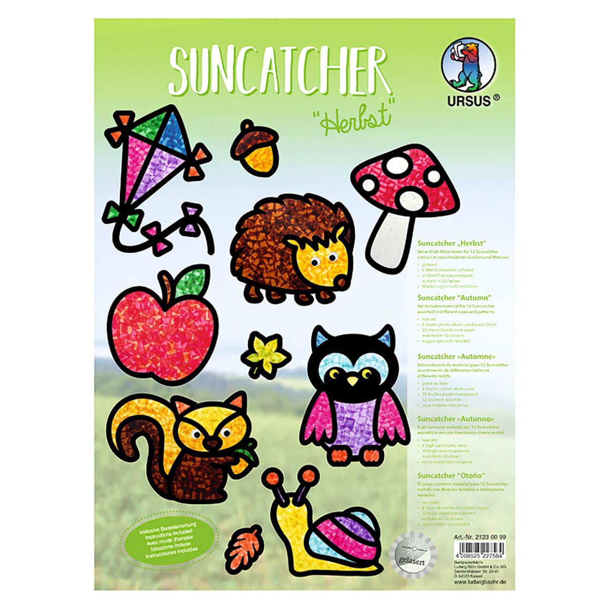 URSUS Bastelset – Fensterbild Suncatcher Herbst – 12-teilig – ab 9 Jahren