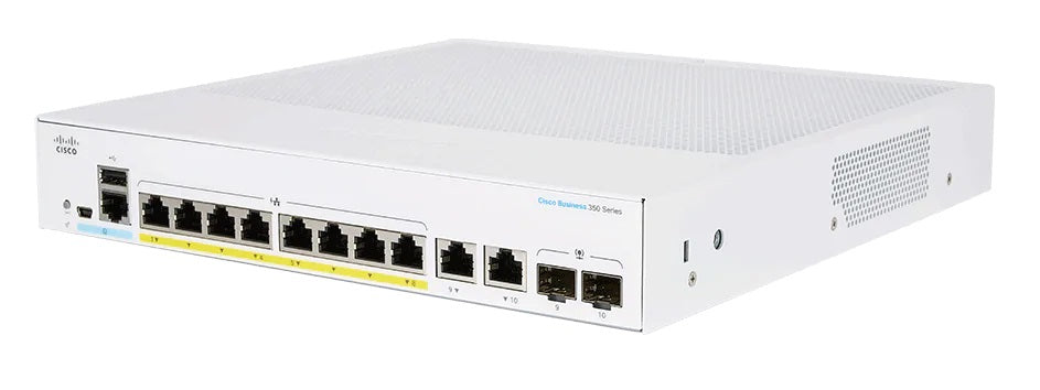 Cisco CBS250-8FP-E-2G-EU – Managed Switch – 8×GbE, 2×SFP, L2+/L3, PoE, 19" Rack