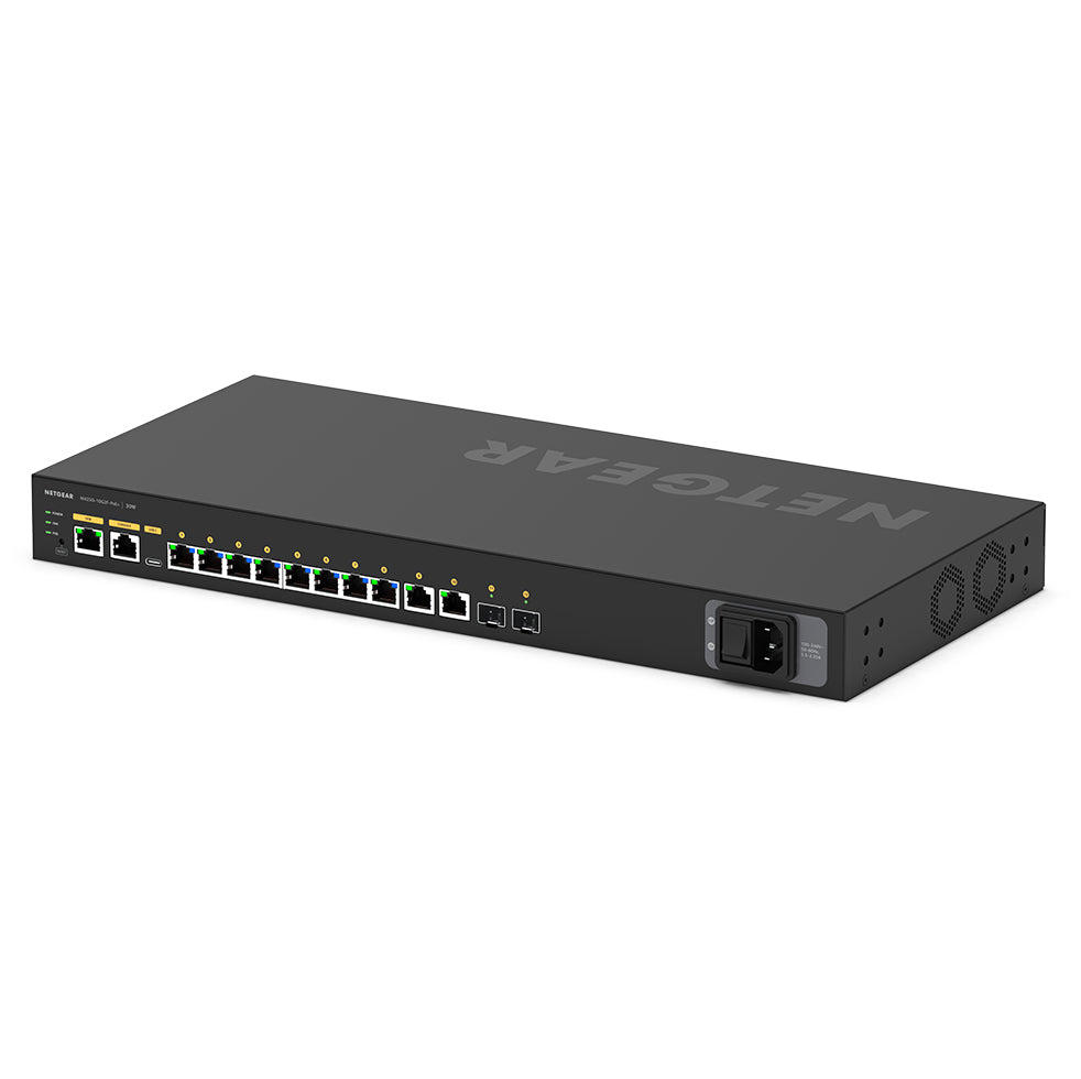 NETGEAR M4250-10G2F – Managed Switch – 10×GbE, 2×SFP, L2/L3, PoE+ 150 W, 1U
