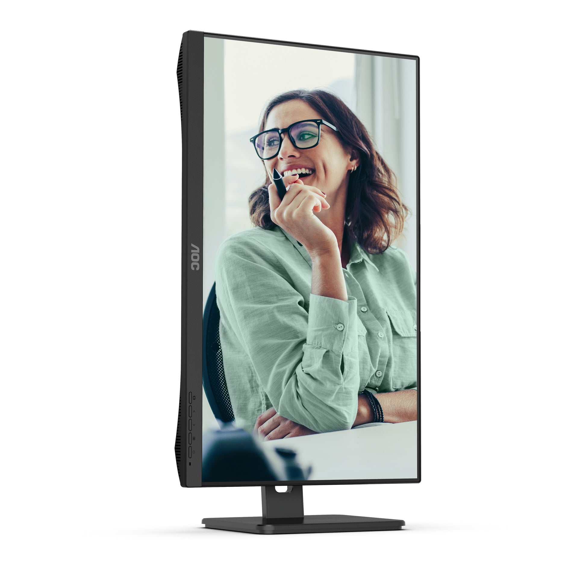 AOC Monitor, 23,8", 300 cd/m², Daisy Chain, USB-C, USB-Hub, Integrierte Lautsprecher, VESA 100 × 100, Schwarz