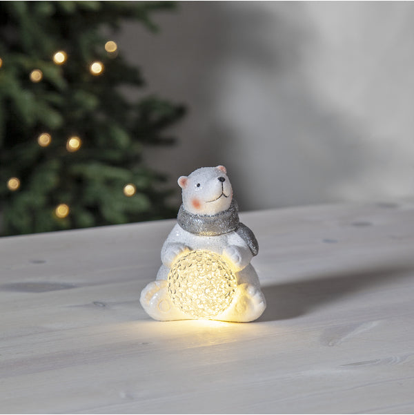 Star Trading Dekorationsfigur Polare – 12 × 9 × 11 cm, 0,03 W, warmweiss, weiss, batteriebetrieben, Timer