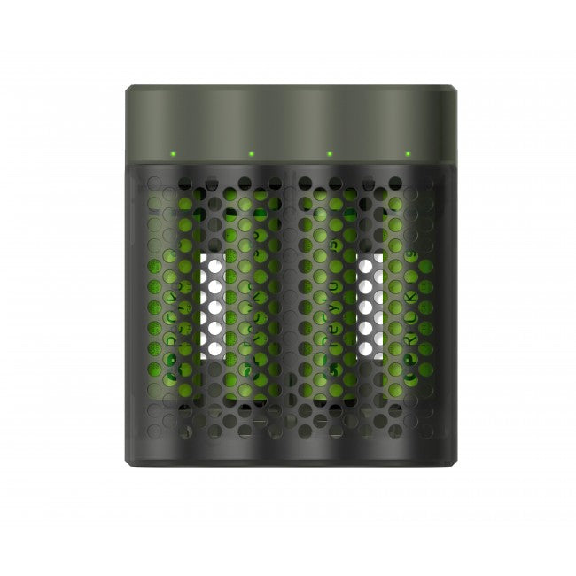 GP Batteries M451/100AAAHCE-2WB4 Batterieladegerät 4× – für AAA, NiMH – USB×1 – grün – inkl. Akkus