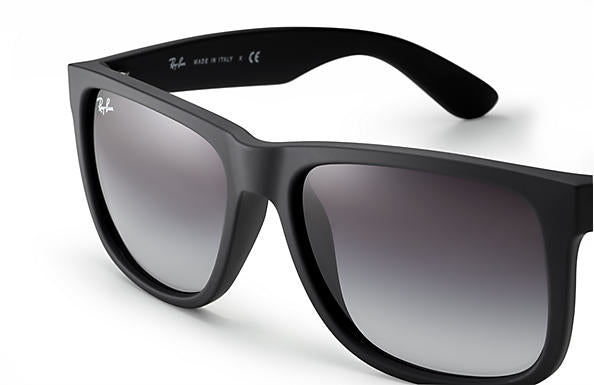 Ray-Ban Schutzbrille JUSTIN RUBBER BLACK – Graue Gläser, UV-Schutz, Schwarzer Rahmen