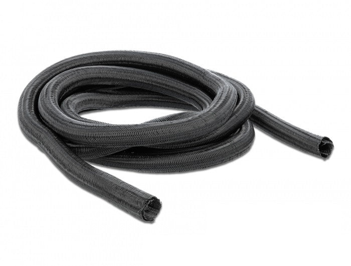 DeLOCK Kabelschlauch, Ø 25 mm × 10 m, selbstschliessend, zuschneidbar, hitzebeständig – schwarz
