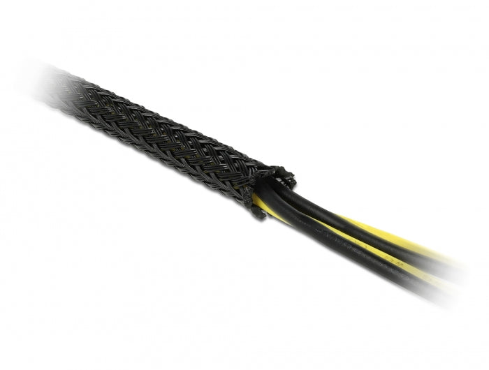DeLOCK Kabelschlauch, Ø 25 mm × 10 m, dehnbar, selbstschliessend, schneidbar – schwarz