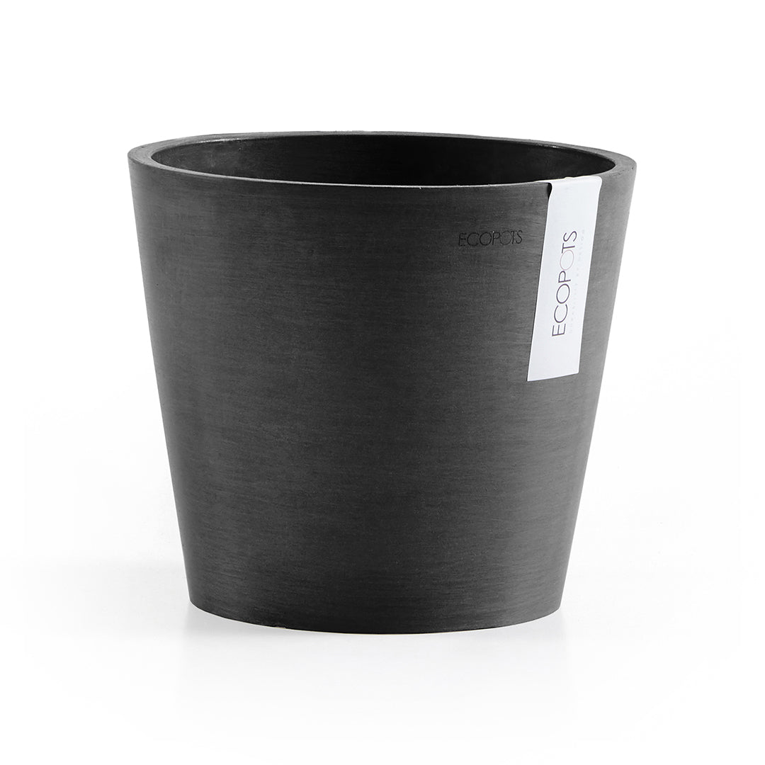 Ecopots Amsterdam Pflanztopf – Ø 20 × 17,5 cm – Recycling-Kunststoff, Dunkelgrau