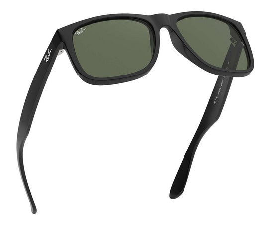 Ray-Ban Sonnenbrille JUSTIN BLACK – Grüne Gläser, UV-Schutz, Kategorie 3, Schwarzer Rahmen