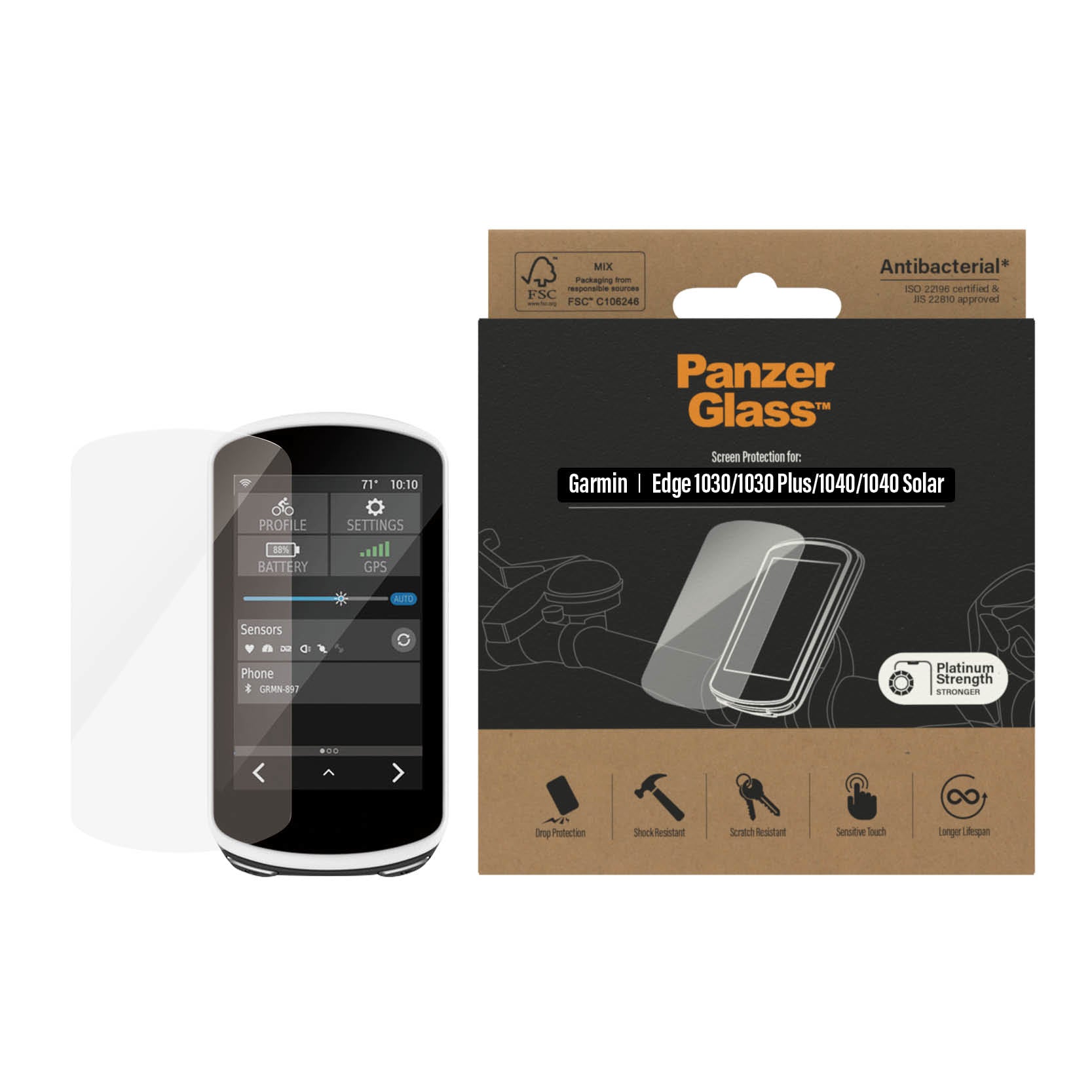 PanzerGlass Displayschutzfolie – für Garmin Edge, Garmin Edge 1030, Transparent