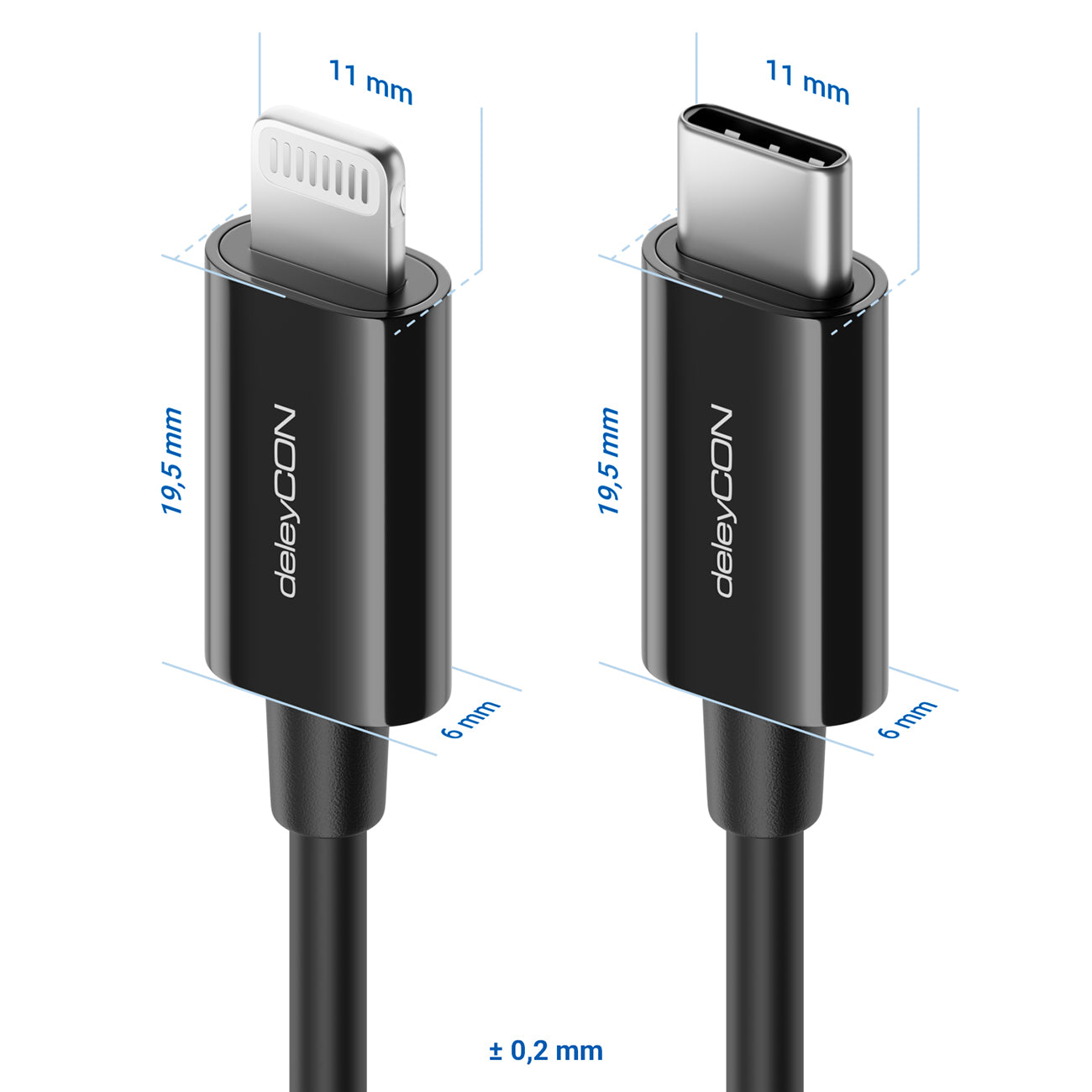 DeleyCON Kabel – USB-C auf Lightning 2 m, MFi zertifiziert – für iPhone/iPad