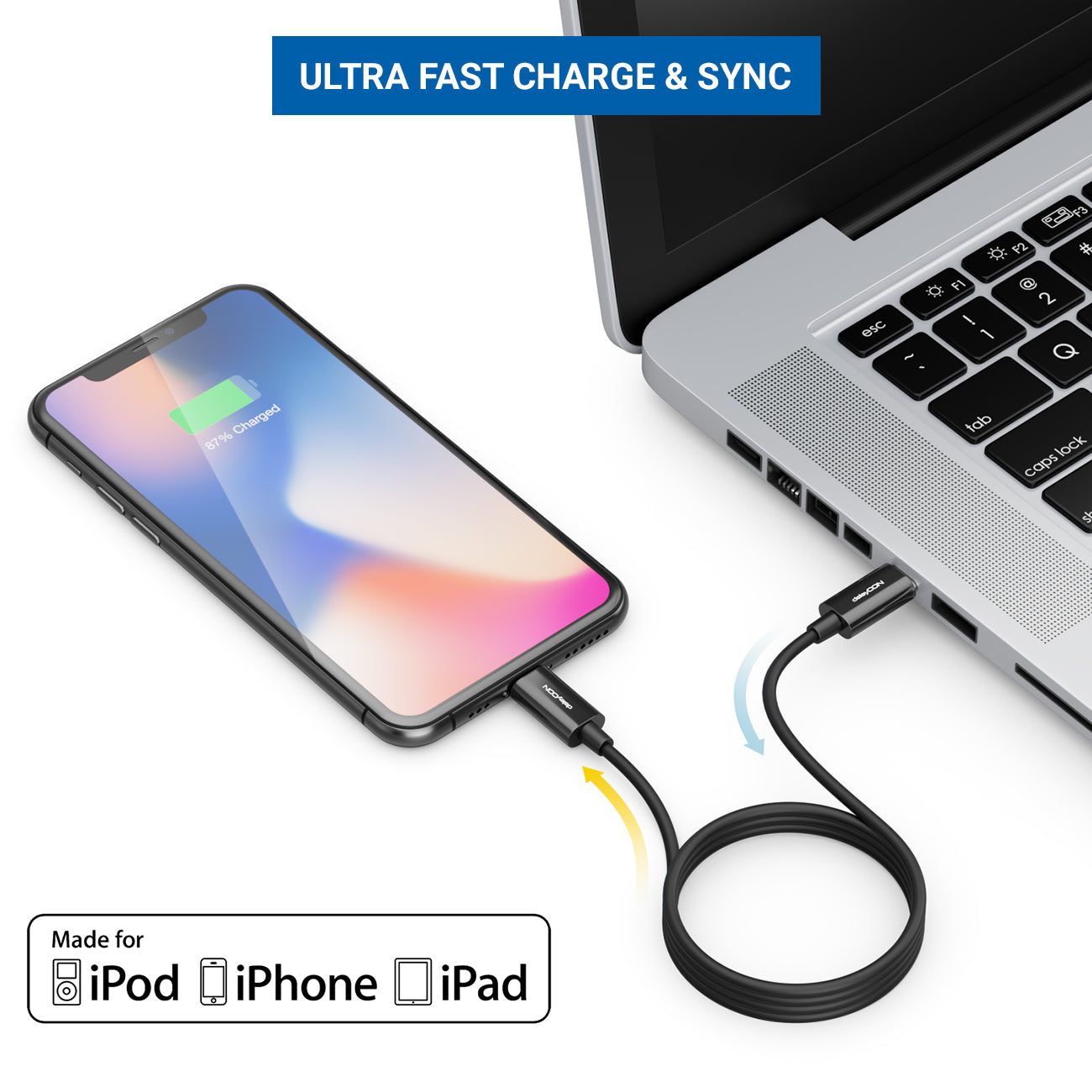 deleyCON Daten- & Ladekabel – USB-C auf Lightning 1 m, MFi zertifiziert – für iPhone/iPad