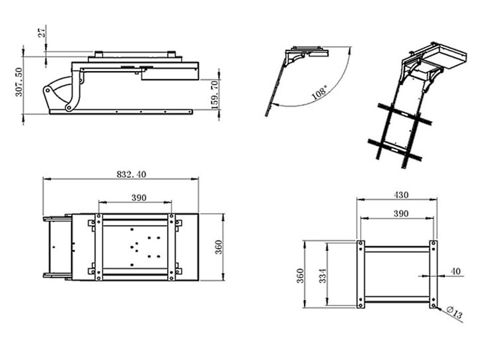 Multibrackets 9585 – Deckenhalterung, neigbar, bis 70", VESA 400×600, bis 50 kg, motorisiert, weiss