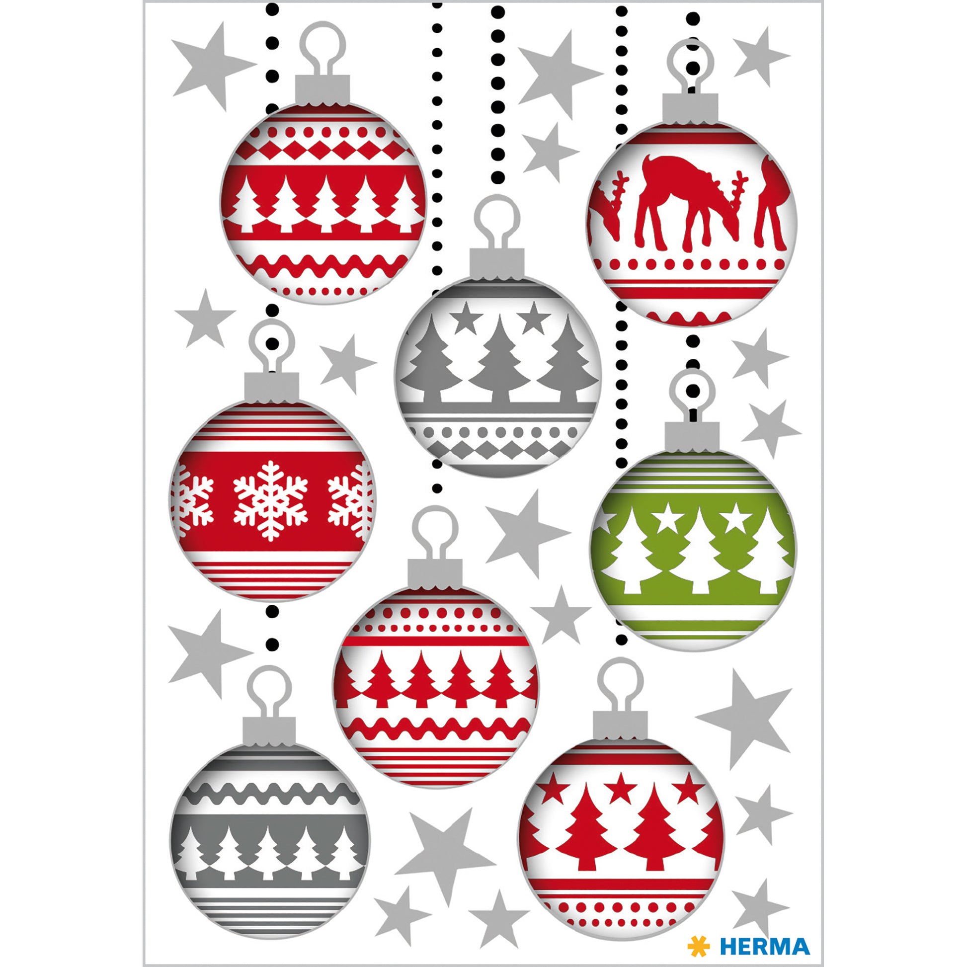 HERMA Geschenketiketten – Christbaumkugeln – 24 Etiketten – permanent, Papier – Bogen 84 × 120 mm