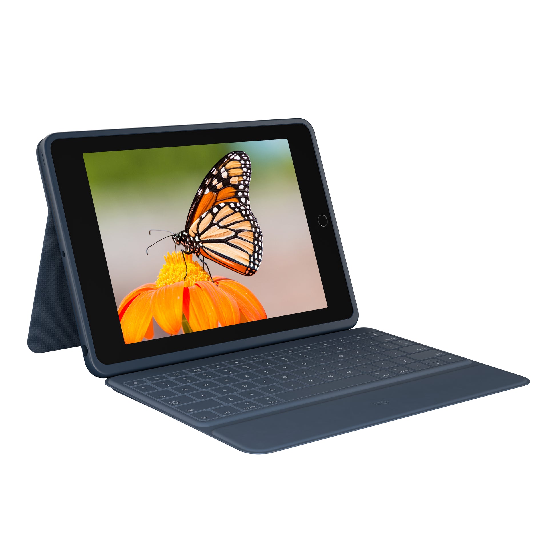 Logitech Rugged Combo 3 Tastatur-Case für iPad 10,2" (7.–9. Gen.) – Smart Connector, UK QWERTY – Blau