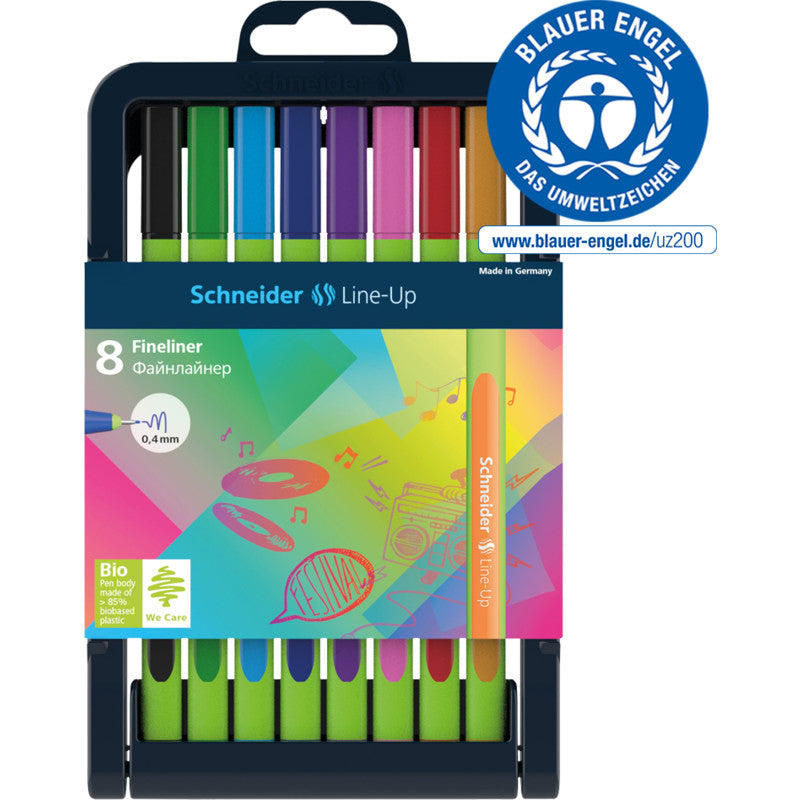Schneider Schreibgeräte Line-Up Fineliner Etui – 8 Stk., 0,4 mm, sortiert