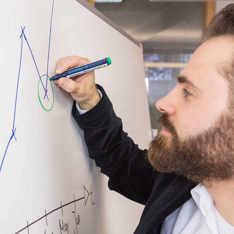 Schneider Schreibgeräte Whiteboard-Marker – 4 Farben, 4 Stk., feucht abwischbar, nachfüllbar – für Whiteboards