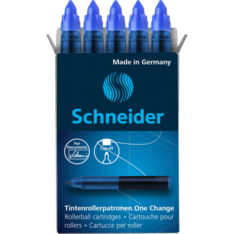 Schneider Schreibgeräte Schneider One Change Rollerpatrone – Schwarz, 0,6 mm, für Breeze, Base Senso, Base Ball, 5er-Pack