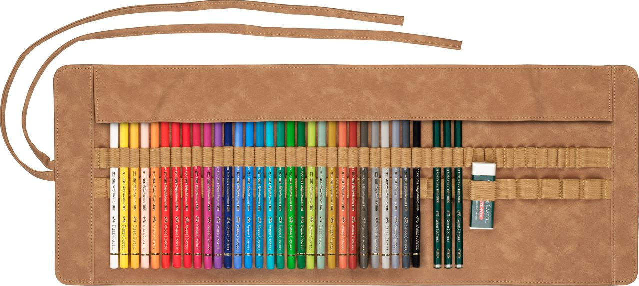 Faber-Castell Polychromos Buntstifte 34er-Stifterolle – bruchfeste Mine, rund, Ø 3,8 mm