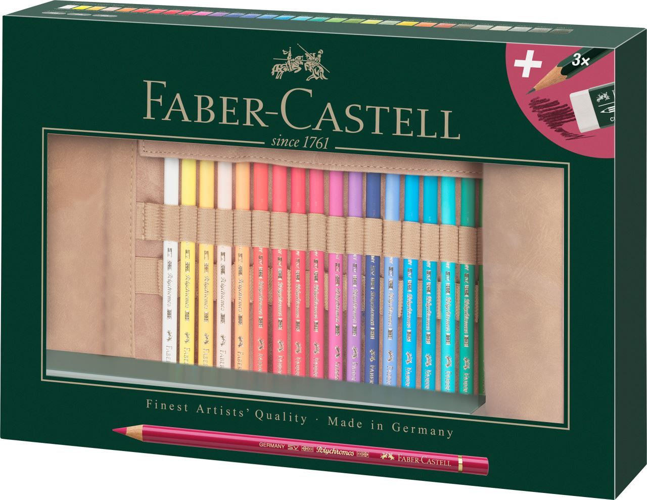 Faber-Castell Polychromos Buntstifte 34er-Stifterolle – bruchfeste Mine, rund, Ø 3,8 mm