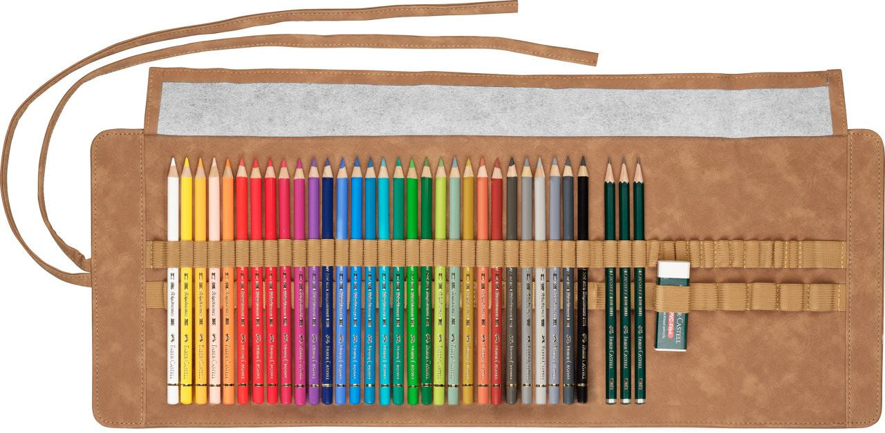 Faber-Castell Polychromos Buntstifte 34er-Stifterolle – bruchfeste Mine, rund, Ø 3,8 mm