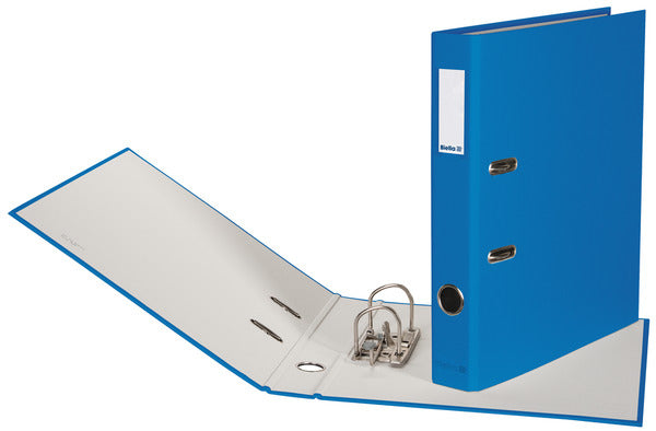 Biella Ordner – A4 hoch – 2-Ring Hebelmechanik, Rücken 40 mm – blau, mit Niederhalter, mit Griffloch, FSC