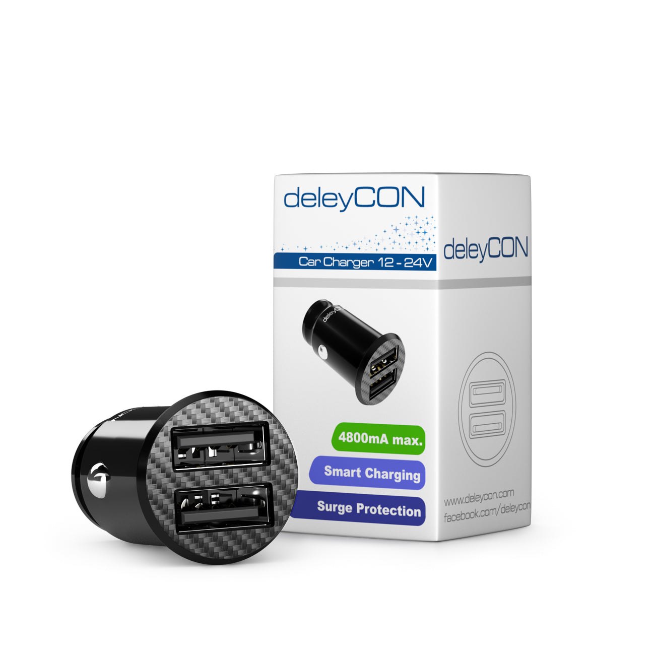 deleyCON MK4191 – Auto-Ladegerät – 12 W – 2× USB‑A – Schwarz