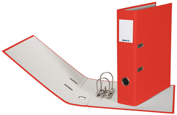 Biella Ordner – A4 hoch – 2-Ring Hebelmechanik, Rücken 70 mm – rot, Karton, mit Niederhalter, FSC