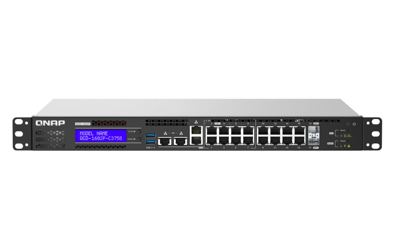 QNAP QGD-1602P-C3558-8G – Verwalteter L2 Switch – 8× 2,5G + 8× 1G, 2× SFP+, PoE+, PoE-Budget 220 W, 1U