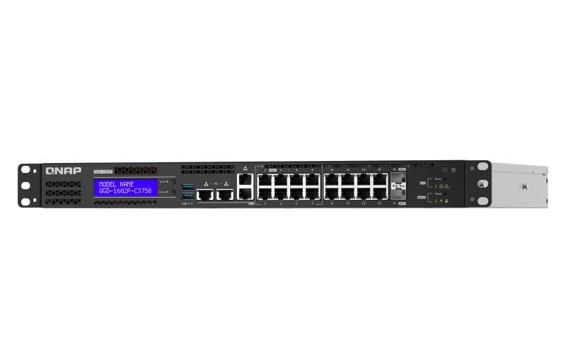 QNAP QGD-1602P-C3558-8G – Verwalteter L2 Switch – 8× 2,5G + 8× 1G, 2× SFP+, PoE+, PoE-Budget 220 W, 1U