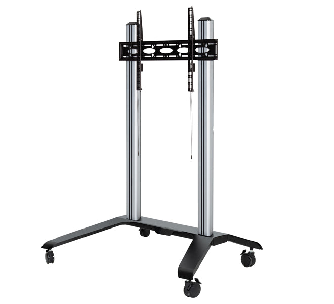 B-Tech TV-Wagen – 65–120" – VESA 1000×400–1000×600 – bis 130 kg, Höhenverstellbar, mit Rollen – Schwarz/Silber