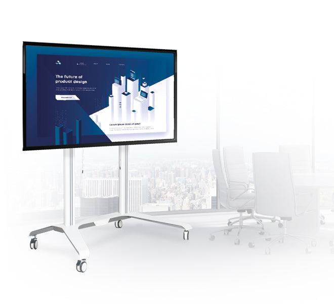 B-Tech TV-Wagen – 65–120" – VESA 1000×400–1000×600 – bis 130 kg, Höhenverstellbar, mit Rollen – Schwarz/Silber
