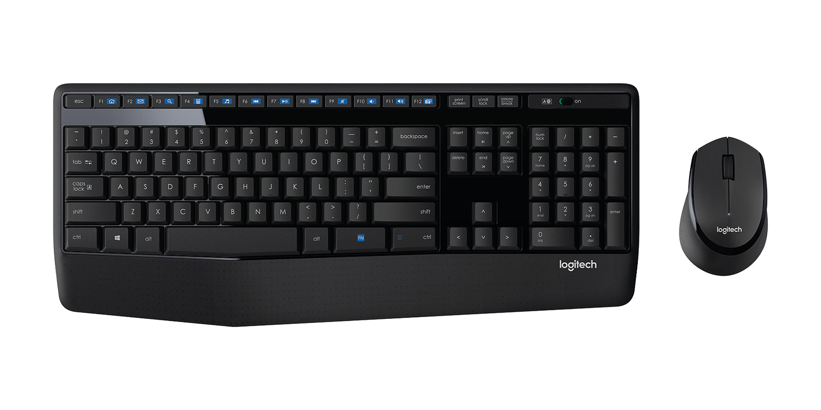 Logitech MK345 – Tastatur- und Maus-Set – 2,4 GHz USB-A (Nano-Empfänger) – mit Handballenauflage – Schwarz