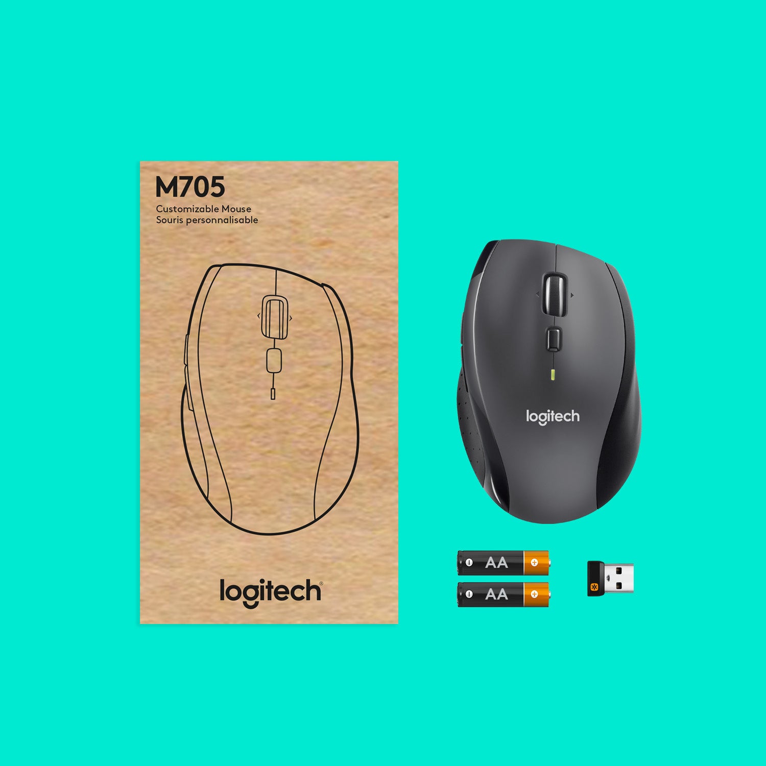 Logitech Marathon M705 – Maus – Kabellos (2,4 GHz), 1000 DPI, rechts, Anthrazit