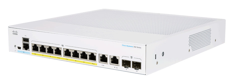 Cisco CBS250-8P-E-2G – Managed Switch – 8×GbE, 2×SFP, L2/L3, PoE+ 67 W, 1U