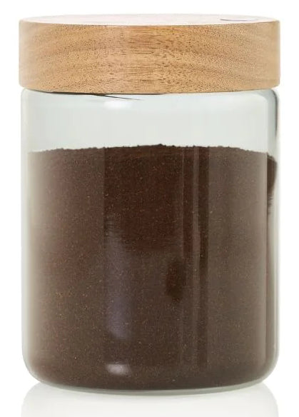 AdHoc Vorratsdose 800 ml, Ø 10 × 14 cm, Glas (Borosilikat)/Akazienholz, transparent/braun